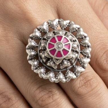Phulwari Silver Statement Ring 